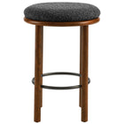Modway Fable Boucle Fabric Counter Stools - Walnut Charcoal - Set of 2-Non-Marking Foot Glides