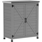 Outsunny Garden Storage Cabinet with Metal Tabletop & Shelf - Grey-Doubles as garden storage or a functional workbench
