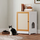 PawHut Hidden Cat Litter Box Enclosure - Oak-Rolling wheels on trays enable effortless and smooth cleaning 