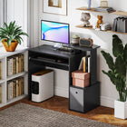 HOMCOM 39.25" Computer Desk with Sliding Keyboard Tray - Black-Features side open compartment and bottom drawer, giving you lots of storage space for your files, stationery and other paperwork
