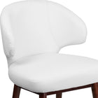 Flash Furniture Comfort Back Series Leather Side Reception Chair with Walnut Legs - White-Walnut Beechwood Frame