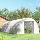 Outsunny Large Walk in Tunnel Greenhouse - Premium Steel Frame - 26' x 10' x 6.6'- 4 ground stakes and 4 guy ropes, together with longer than normal cover made to be buried, means reinforced steel greenhouse is tight and secure
