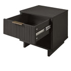Manhattan Comfort Granville 18.11" Modern 1-Drawer Nightstand - Dark Grey-Featuring 25mm of Board Thickness Made of High Quality Solid Wood and Solid Wood Ribbed Drawer Front