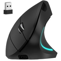 Delton S12 Wireless Rechargeable Ergonomic Computer Mouse - Right Handed - Black-The unique vertical design of this rechargeable wireless mouse optimizes comfort and reduces the risk of wrist strain.