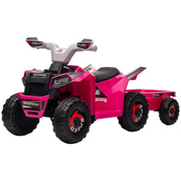 Aosom Kids 6V Battery Powered Ride-on ATV with Back Trailer - Pink-Back trailer for storing toys 