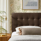 Modway Lily Stain-Resistant Performance Velvet Twin Size Headboard - Chocolate Brown-Dense Foam Padding