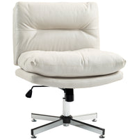 HOMCOM Criss Cross Armless Office Desk Chair - Light Grey-Criss cross design and wide, armless seat ensure spacious comfort