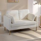HOMCOM 55" Loveseat Sofa with Pillows - Cream White-Sleek silhouette and gold legs enhance modern living decor