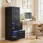 HOMCOM 4 Drawer Vertical Filing Cabinet with Lock - Black-Four spacious drawers provide ample room for organised storage 