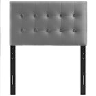 Modway Emily Biscuit Tufted Performance Velvet Twin Headboard - Grey-Height Adjustable from 45" - 52.5"