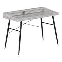 Monarch Specialties 7541 48" Computer Desk - Grey/Black Metal-Computer desk in a grey wood-look finish featuring a small hutch with a long shelf and 2 storage cubbies
