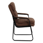 Flash Furniture Brown Microfiber Executive Side Reception Chair with Lumbar Support & Sled Base-Brown Microfiber Upholstery