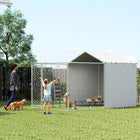PawHut Outdoor Dog Kennel and Dog Run with Cover - 13.1' x 7.5' x 7.5' - Silver-Dual areas for rest and play to support pet wellness 