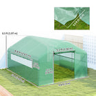 Outsunny Walk-in Tunnel Greenhouse - Large Windows & Zippered Door - 13' x 10' x 6.5' - Green- 140 gsm PE cover allows 85% sunlight in
 