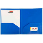 JAM Paper Heavy Duty Plastic 2 Pocket School Folder - Assorted Primary Colours - 12 Pack-Our high quality two-pocket folders are made of very sturdy poly plastic, are tear resistant, and have a business card slot on the right side 