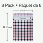 Quality Park Poly Bubble Mailers With Redi-Strip Peel Off Closure - 11" L x 8.25" W - Plaid - 8 Pack-The useable size of the bubble mailer is 11" L x 8.25" W and the overall dimensions are 12.75" L x 9" W