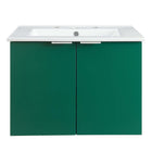Modway Maybelle 24" Wall-Mount Bathroom Vanity - Green/White-Modern Bathroom Vanity