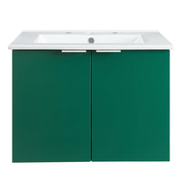 Modway Maybelle 24" Wall-Mount Bathroom Vanity - Green/White-Modern Bathroom Vanity