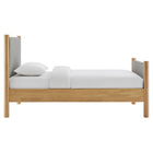 Modway Maven Twin Size Fabric Upholstered Platform Bed - Wheat Oak-Kiln-Dried Wood