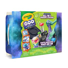 Crayola Goo All-in-1 Sensory Station - Galactic-CRAYOLA GALACTIC GOO SENSORY STATION: Includes 1 sensory goo station, 4 white Goo powders, 4 mix-ins (moon confetti, star confetti, sand, beads), 2 mini glitter glues, 1 alien slime display, 4 Mini Goo cups with lids, 4 labels, 4 ultra-clean washable markers, and 1 measuring scoop