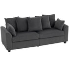 HOMCOM Corduroy 3 Seater Sofa Couch with 8 Removable Pillows - Dark Grey-Freely arrange multiple back cushions to suit your comfort and style