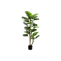 Monarch Specialties 61" Artificial Indoor Monstera Tree - Floor - Black Pot-Trendy and lifelike artificial Monstera tree standing at 61" tall with 25 real touch leaves