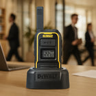 DEWALT DXFRSBH600 Business Radio-Ultra Battery Life - A 2000 mAh / 3.V replaceable Li-Polymer battery (500mA charging) provides up to 24 hours of continuous usage (90% Standby / 5% Talk / 5% Listen) - perfect for demanding workdays