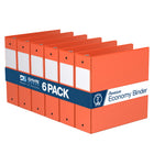 Davis Group Premium Economy Binder - Round Ring - 3" - Orange - 6 Pack-3 Ring Binder