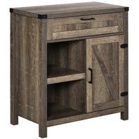 HOMCOM 30" L Sideboard Buffet Cabinet - Dark Oak-Barn door style front and dark hardware evoke a rustic charm in your home 