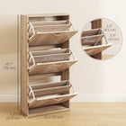HOMCOM Slim Shoe Storage Cabinet with 3 Flip Drawers for 12 Pairs - Natural Wood-Melamine coating surface is easy cleaning