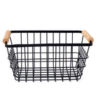 My Home My Living Wire Rectangle Baskets with Wood Handle 3-Piece Set - 9.5”W x 7”D x 4.75”H - Black-Stylish and functional design make the containers ideal for decoration and storage