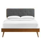 Modway Bridgette Wood Full Platform Bed with Splayed Legs - Walnut Charcoal-Rubberwood Legs