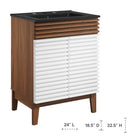 Modway Render 24" Bathroom Vanity - White/Walnut/Black-Adjustable Storage Shelf