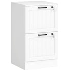 HOMCOM 2-Drawer Letter/A4 Filing Cabinet with Lock - White-Two file drawers minimizes office clutter
