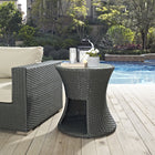 Modway Sojourn Round Outdoor Patio Side Table - Chocolate-Powder Coated Aluminum Frame