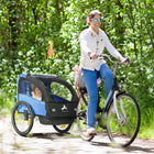 Aosom 2-Seat Baby Bicycle Trailer with Storage Bag, 5-Point Harness, Safety Flag, and Reflectors - Blue-Safety flag, reflector, and 5-point seat belts for enhanced safety 