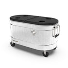 Permasteel 80 qt Rolling Cooler - Galvanized Steel-Spacious 80-quart capacity provides generous storage for 95 to 106 12-oz cans (depending on how you pack your ice)