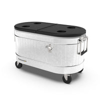 Permasteel 80 qt Rolling Cooler - Galvanized Steel-Spacious 80-quart capacity provides generous storage for 95 to 106 12-oz cans (depending on how you pack your ice)
