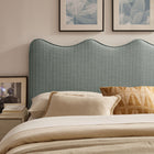 Modway Athena Striped Fabric Upholstered Queen Size Headboard - Spa Blue Stripe-Seven Adjustable Mounting Positions