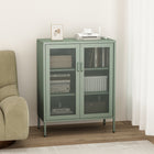 Manhattan Comfort Amelia 31.5" Modern Accent Cabinet - Green-2 Metal Mesh Standard Doors with Long Rounded Metal Handles