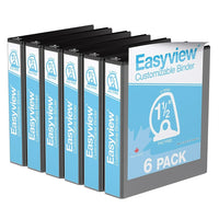Davis Group Easyview Premium Binder - D Ring - Customizable - 1.5" - Black - 6 Pack-3 Ring Binder