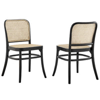 Modway Winona Wood Dining Side Chair - Black - 2 Pack-Modern Farmhouse Dining Side Chair Set