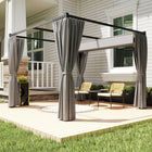 Outsunny Retractable Pergola Canopy with Sidewalls - 10' x 10' - Light Grey-Metal frame is strong and rust-resistant. Suitable for outdoors