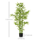 HOMCOM 5' Artificial Bamboo Tree in Pot for Indoor Decoration - Green-A sturdy nursery pot provides a stable base 