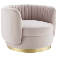 Modway Embrace Tufted Performance Velvet Swivel Chair - Gold Pink-Channel Tufted Chair