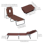 Outsunny Adjustable Outdoor Lounge Chair with Face Hole and Pillow - Brown-Detachable and adjustable awning for appropriate sun shade