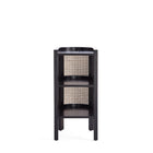 Manhattan Comfort Versailles 11.81" Industry Chic End Table - Black/Natural Cane-Delivered to you Fully Assembled! No Assembly Required