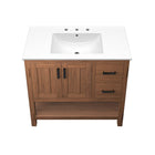Modway Ashlyn 36" Wood Bathroom Vanity - Walnut/White-Assembly Required