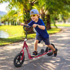 HOMCOM Adjustable Kids Pro Stunt Scooter Street Bike Bicycle Ride On - Red-Wide textured foot deck helps to maintain balance
