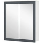 Kleankin Wall Mount Bathroom Mirror Cabinet with Two Doors - White-Wall-mounted design is space-saving
